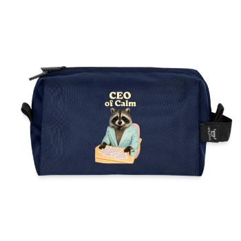 CEO of Calm: Raccoon in a suit - Recycled Toiletry Zip Bag - navy - Front