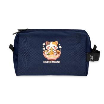 Paws Away Ramen Cat - Recycled Toiletry Zip Bag - navy - Front