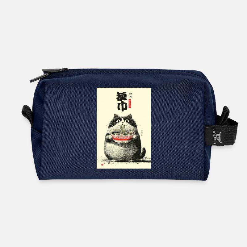 Ramen-Katzenporträt - Recycelte Kulturtasche - Navy