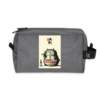 Chubby Cat Noodle Feast - Recycled Toiletry Zip Bag - anthracite - Front