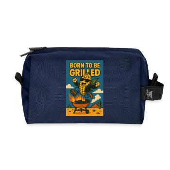 Geboren zum Grillen - geboren um gegrillt zu sein - Recycelte Kulturtasche - Navy - Vorne