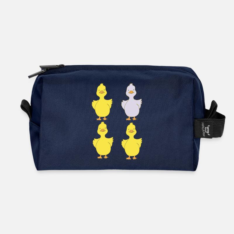 Vier Enten eine lila - Recycelte Kulturtasche - Navy