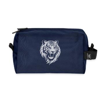 Tiger head in minimalist vector style - Recycled Toiletry Zip Bag - navy - Front