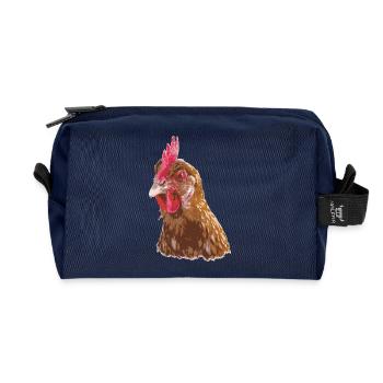 Fans de poulet - Coq - Coq - Poulet fleur - Bio - Trousse de toilette en tissu recyclé - marine - Devant