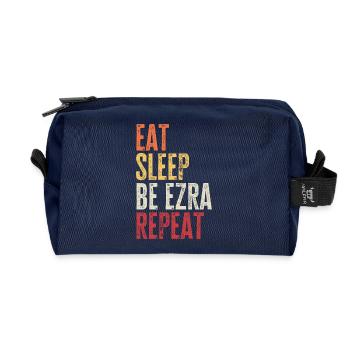 Eat Sleep Be Ezra Repeat Retro Name - Recycelte Kulturtasche - Navy - Vorne