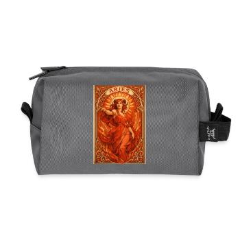 Aries Fire Star in Art Nouveau Style - Recycled Toiletry Zip Bag - anthracite - Front