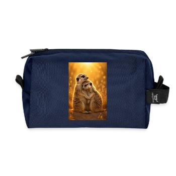 Erdmännchen Umarmung - Recycelte Kulturtasche - Navy - Vorne