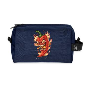 Flammender Chili-Gesicht - Recycelte Kulturtasche - Navy - Vorne