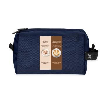 Latte vs Cappuccino Coffee Poster - Recycelte Kulturtasche - Navy - Vorne