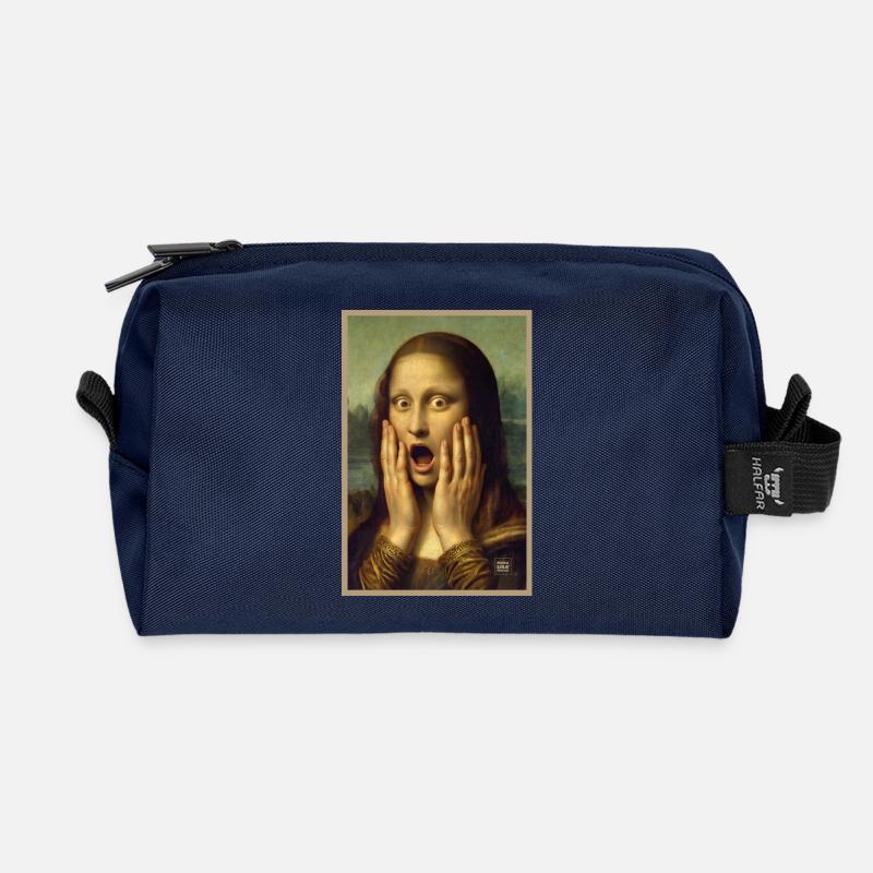 Schockiert, überrascht Mona Lisa - Recycelte Kulturtasche - Navy