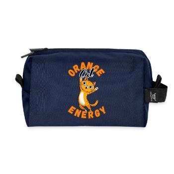 Orange Katzen-Energie - Recycelte Kulturtasche - Navy - Vorne