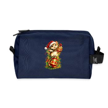Souris sur la balle de Noël. IA générée - Trousse de toilette en tissu recyclé - marine - Devant
