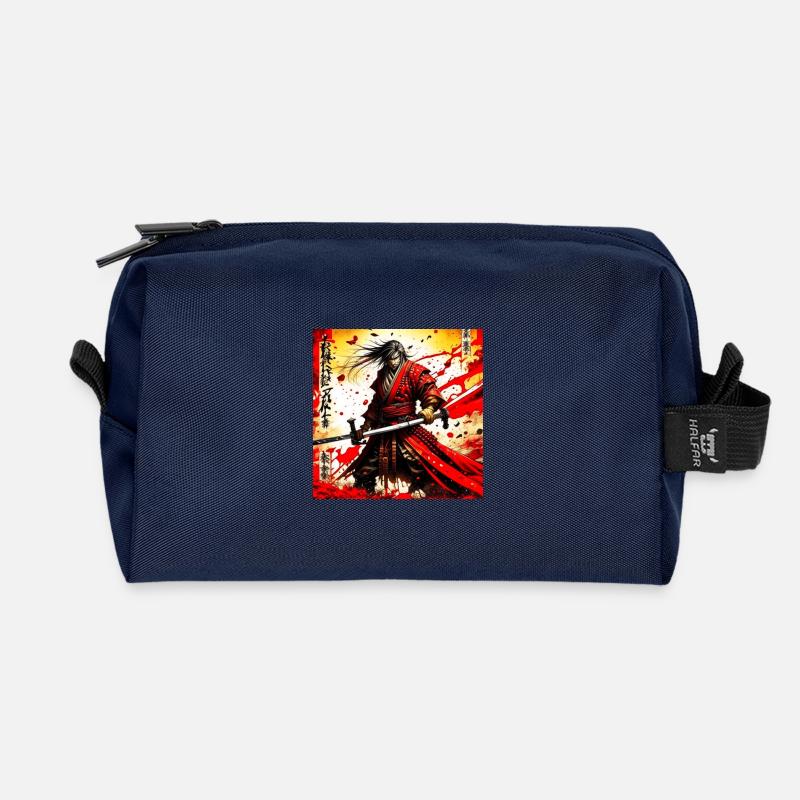 Roter Samurai im Blutsturm - Recycelte Kulturtasche - Navy
