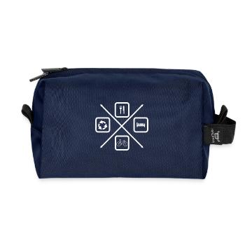 The life cycle of a cyclist, bike, cycling - Recycled Toiletry Zip Bag - navy - Front