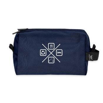 The Life Cycle of a Fisherman, Fishing, Dad - Recycled Toiletry Zip Bag - navy - Front