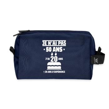 ¨Pas 50 ans cadeau anniversaire,Anniversaire 50 - Trousse de toilette en tissu recyclé - marine - Devant