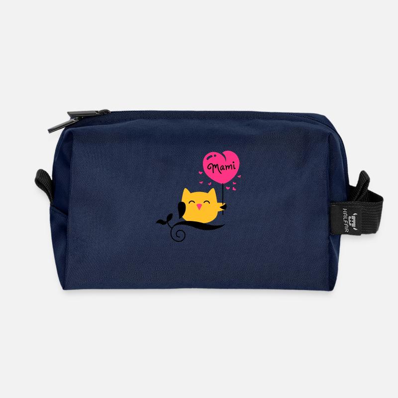 eule - owl - uhu - kauz - Mami - Mutti - 3C - Recycelte Kulturtasche - Navy