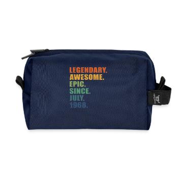 55th Birthday, July 1968, 55 Year Anniversary - Recycled Toiletry Zip Bag - navy - Front