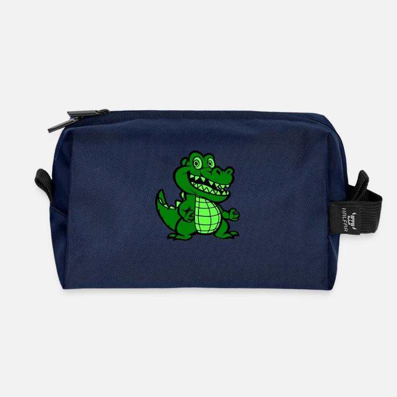 Krokodil Comic - Recycelte Kulturtasche - Navy