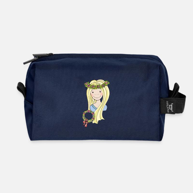 Mittelalter Blumenmädchen blond - Recycelte Kulturtasche - Navy