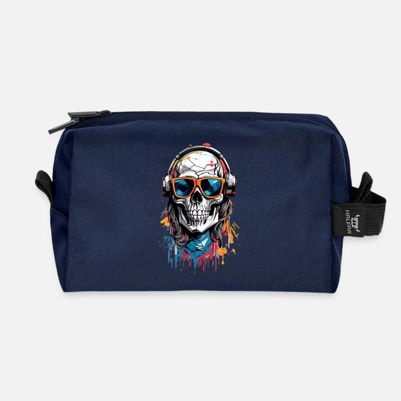 Coole Totenkopf - Recycelte Kulturtasche - Navy
