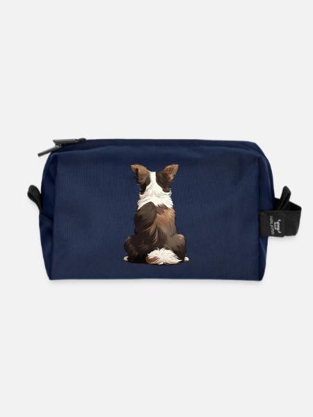 Border Collie - Recycelte Kulturtasche - Navy