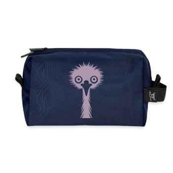 Graceful Silhouette: Emu & Ostrich in Silhouette - Recycled Toiletry Zip Bag - navy - Front