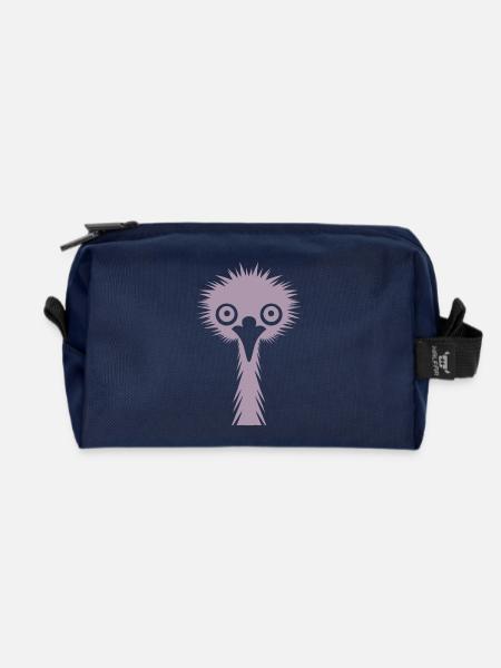 Grazile Silhouette: Emu & Strauß im Schattenbild - Recycelte Kulturtasche - Navy