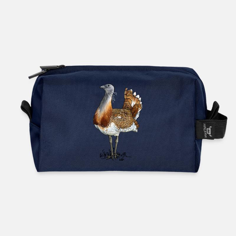 Großtrappe einzeln - Recycelte Kulturtasche - Navy