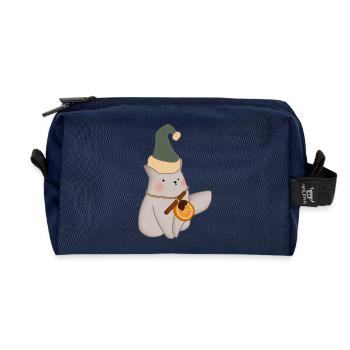 Chat de Noël - Trousse de toilette en tissu recyclé - marine - Devant