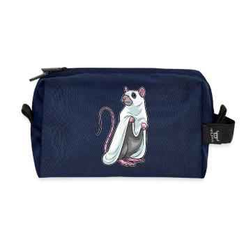 Rat Halloween Ghost - Recycled Toiletry Zip Bag - navy - Front