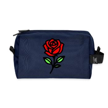 Fleur de rose - Trousse de toilette en tissu recyclé - marine - Devant