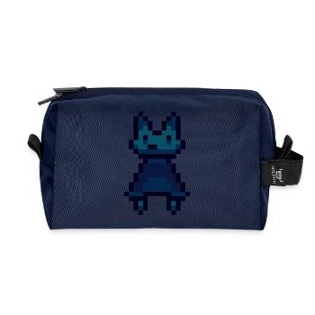Chat pixel - Trousse de toilette en tissu recyclé - marine - Devant