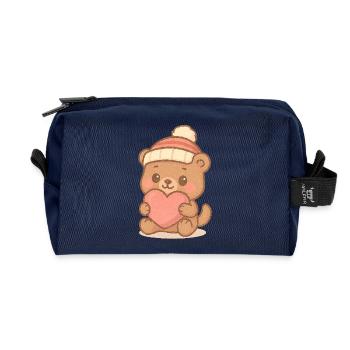 Ours Kawaii Love – Bébé Ourson au Cœur Rose - Trousse de toilette en tissu recyclé - marine - Devant