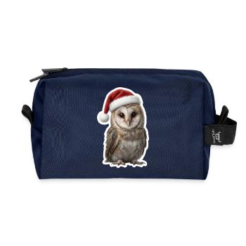 Mysterious owl in the magic of Christmas - Recycled Toiletry Zip Bag - navy - Front
