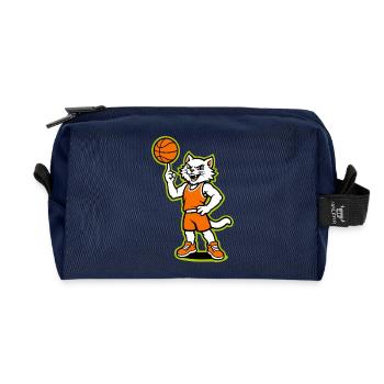 Basketball Cat Mascot in Orange - Recycled Toiletry Zip Bag - navy - Front