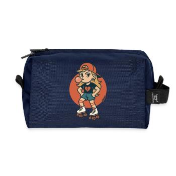 Rollschuh Mädchen mit Kaugummi - Recycelte Kulturtasche - Navy - Vorne