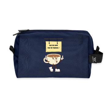 Pause café - Trousse de toilette en tissu recyclé - marine - Devant