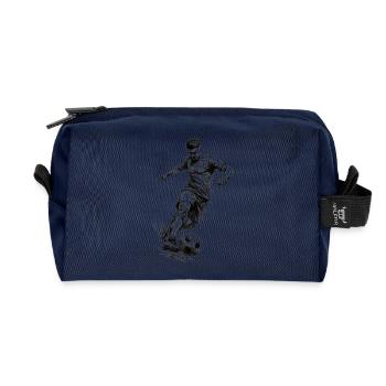 Croquis de footballeur dynamique dans le style crayon - Trousse de toilette en tissu recyclé - marine - Devant