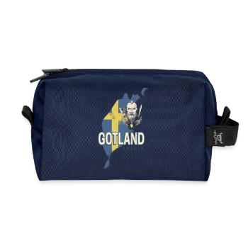 Gotland in Schweden Retro Provinz mit Landkarte - Recycelte Kulturtasche - Navy - Vorne
