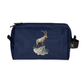 Alpen Steinbock Edelweiß Bergtier Naturmotiv - Recycelte Kulturtasche - Navy - Vorne