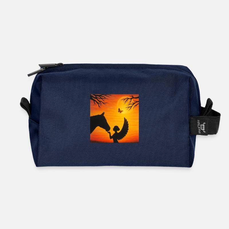 Engel mit Pferd / Spirit-Soul Kollektion - Recycelte Kulturtasche - Navy