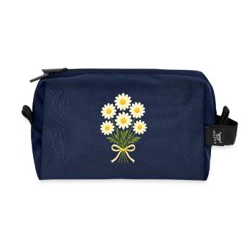 Margeriten - Blumenstrauß - Margeritenstrauß  - Recycelte Kulturtasche - Navy - Vorne