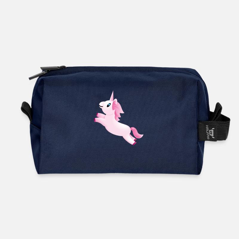 Smiley Unicorn - Recycelte Kulturtasche - Navy