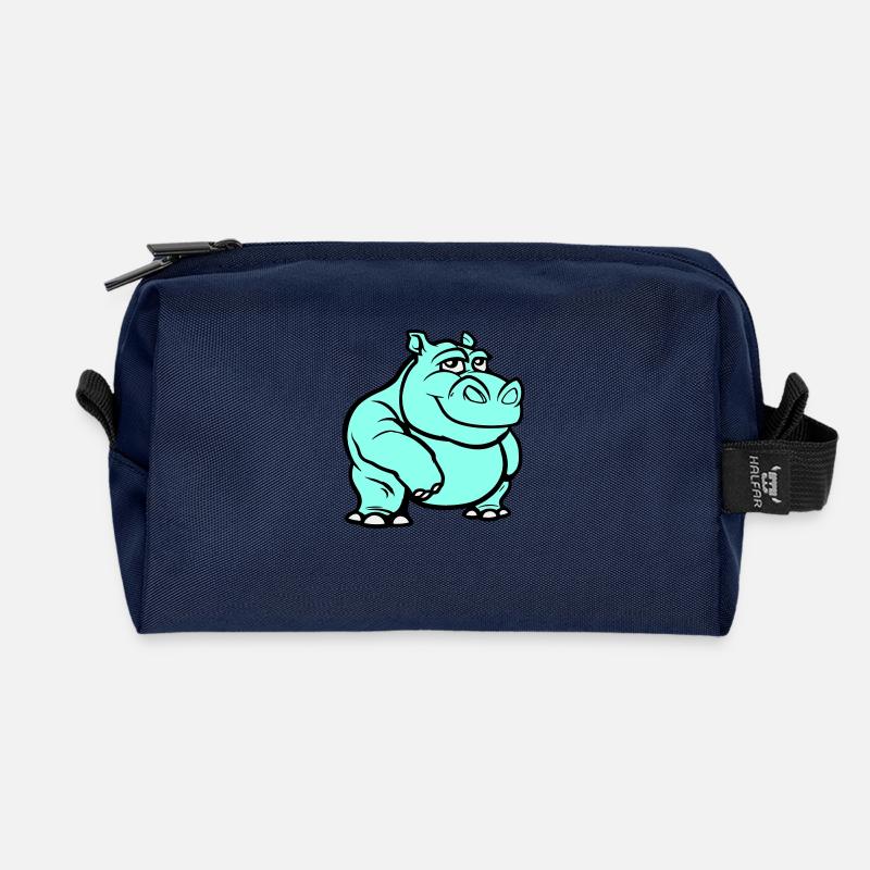 Nilpferd Comic - Recycelte Kulturtasche - Navy