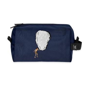 neanderthal cave man caveman steinzeit22 - Recycled Toiletry Zip Bag - navy - Front