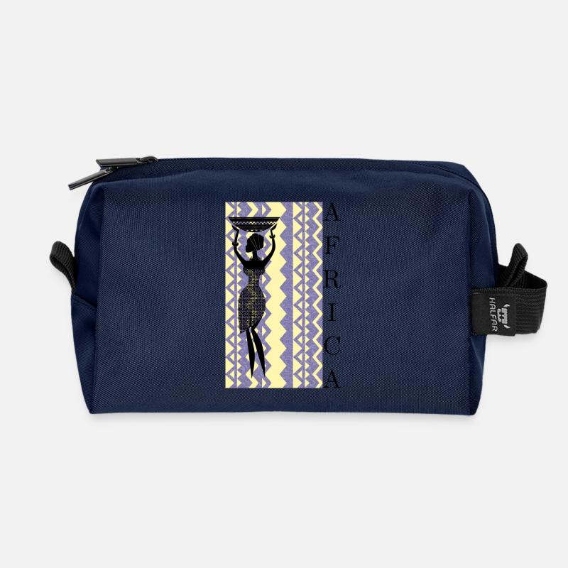 Afrikanische Silhouette mit Korb - Recycelte Kulturtasche - Navy