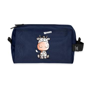 Mooo Cow - Calf - Baby - Gift - Animals - Recycled Toiletry Zip Bag - navy - Front