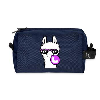 Lama kaut Kaugummi Kaugummiblase blasen Alpaka - Recycelte Kulturtasche - Navy - Vorne