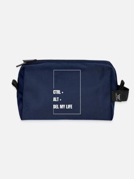 CTRL ALT DEL MY LIFE - Recycled Toiletry Zip Bag - navy